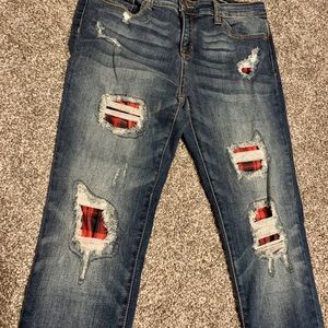 Judy Blue Buffalo Plaid Patch Denim size 13